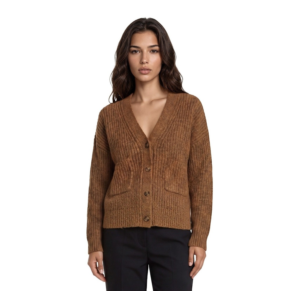 Madewell Cardigan Sweater Women's‎ Size XS Brown Tweed Wool Silk V Neck Pockets